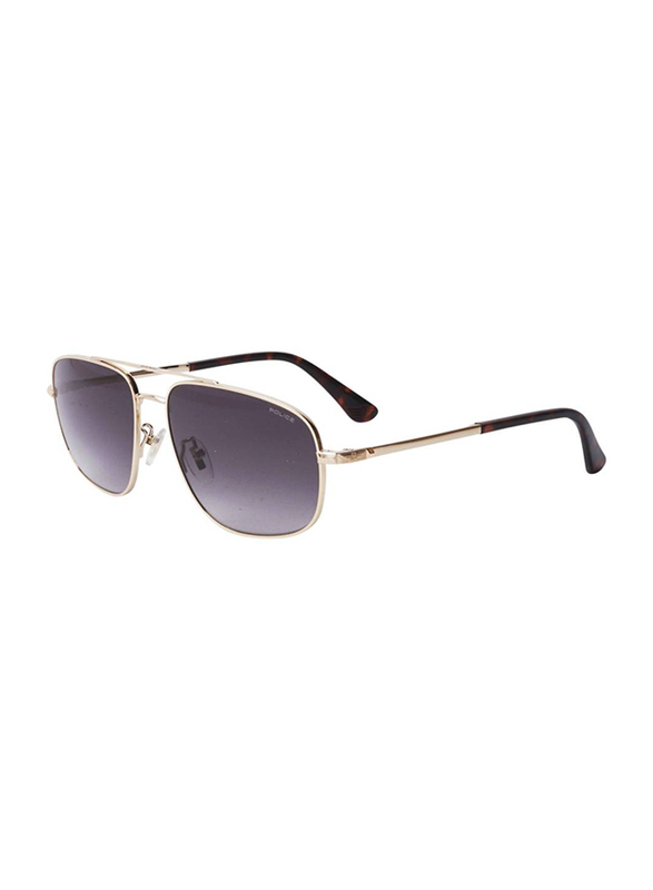 Police Full Rim Pilot Shiny Gold Sunglasses for Men, Black Gradient Lens, 58/16/145