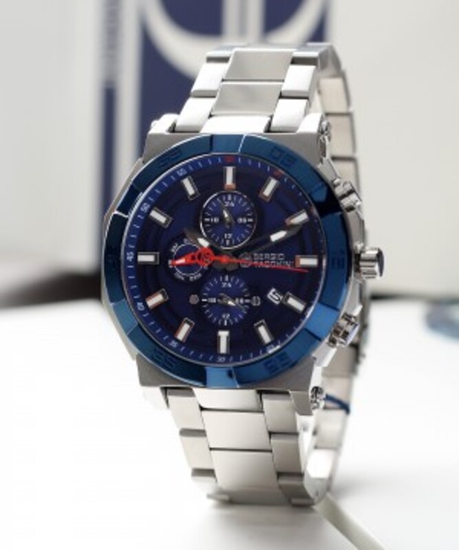 Sergio Tacchini Analog Watch for Men with Stainless Steel Band, ST.1.10095-2, Navy Blue-Blue