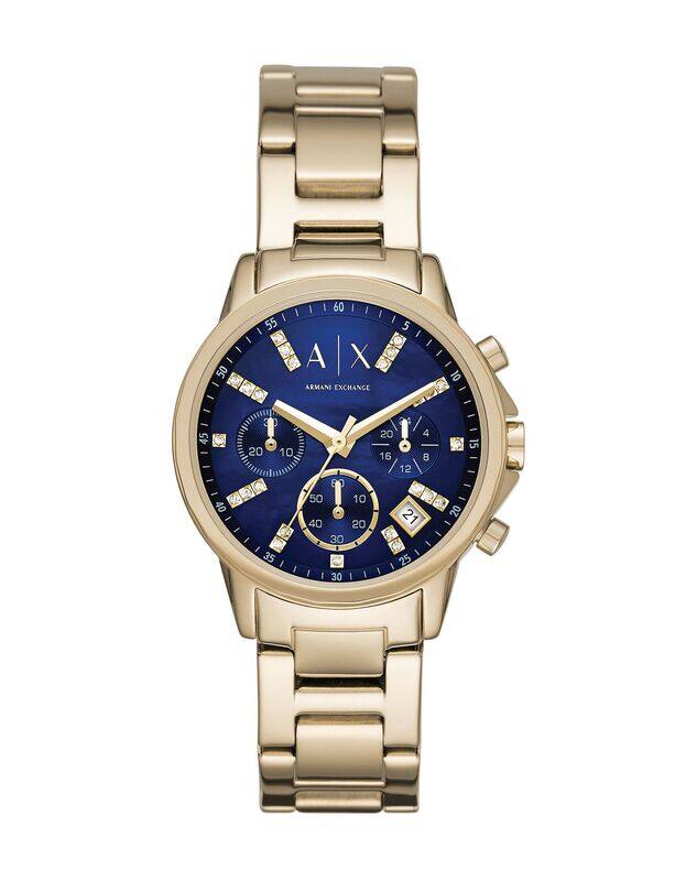 

Armani Exchange Analog Watch for Women with Stainless Steel Band, AX4332, Gold-Blue