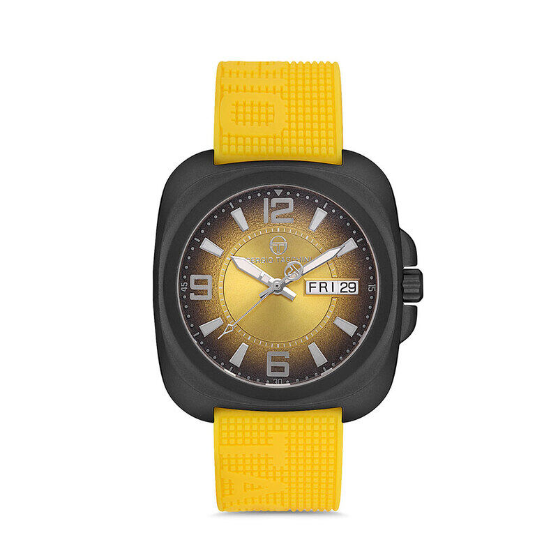 

Sergio Tacchini Analog Watch for Men with Silicone Band, ST.1.10092-2, Yellow-Black