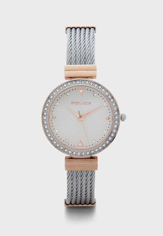

Police Yakima Analog Watch for Women with Stainless Steel Band, Water Resistant, P 15575BSTR-04M, Rose Gold/Silver-Silver