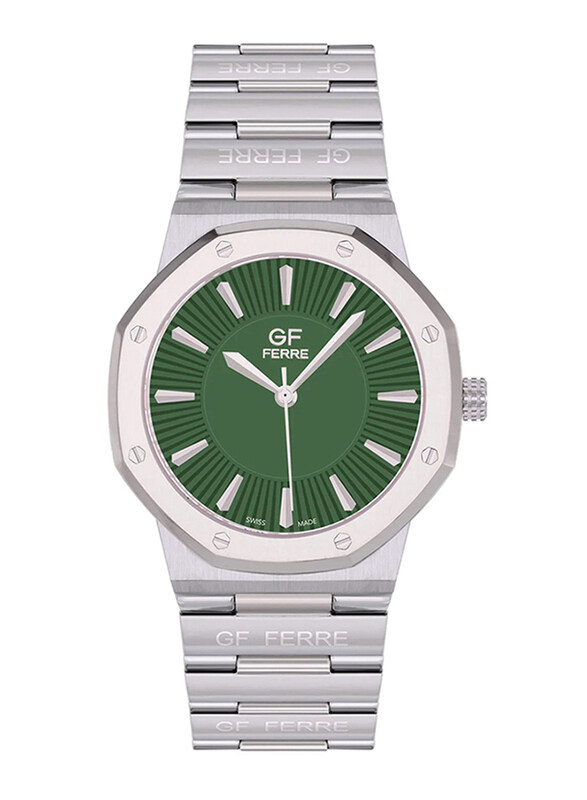 

GF Ferre Wrist Watch for Women with Band, Water Resistant, GFSSGR820G, Silver-Green