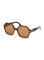 Tom Ford Full-Rim Octagonal Dark Havana Sunglasses for Women, Brown Lens, Ft1032/s 52e, 56/19/140