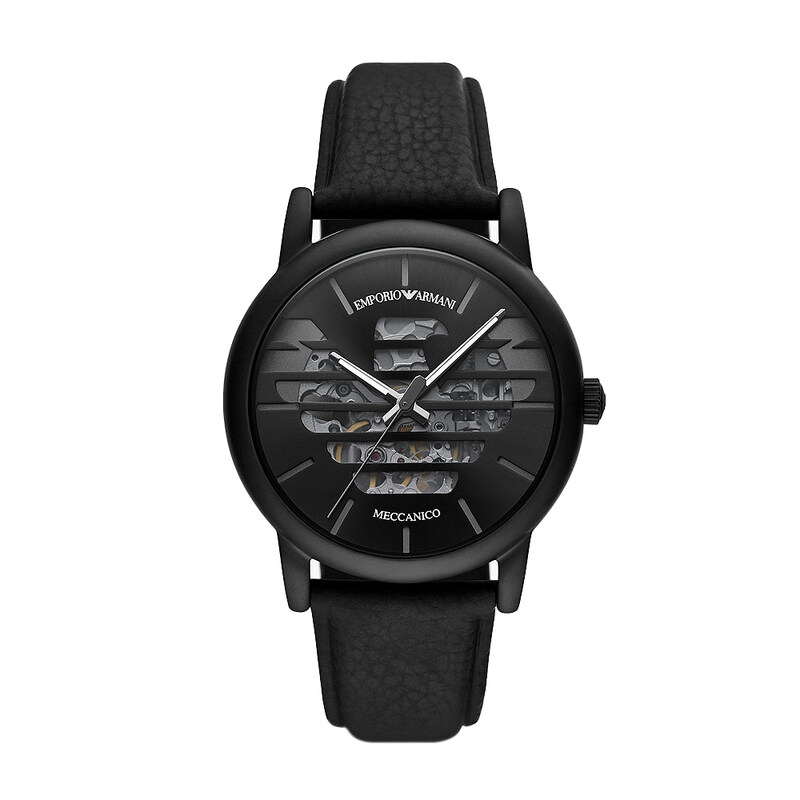 

Emporio Armani Analog Watch for Men with Leather Genuine Band, AR60032, Black-Black