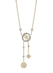 Guess Blooming Peony Shaped Pendant Necklace for Women, Gold
