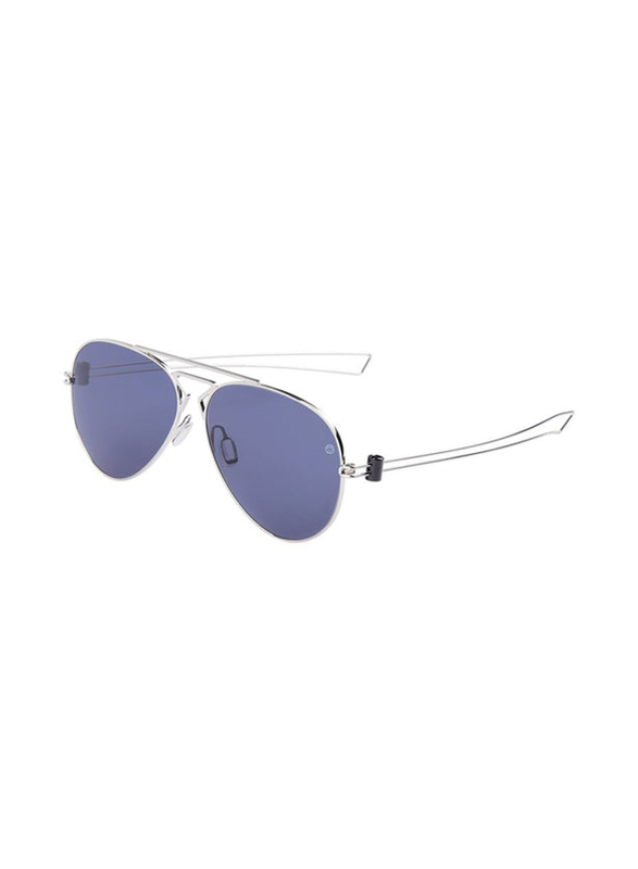 Momo Design Full Rim Aviator Silver Sunglasses for Men, Blue Lens, MD516 08, 58/13/145