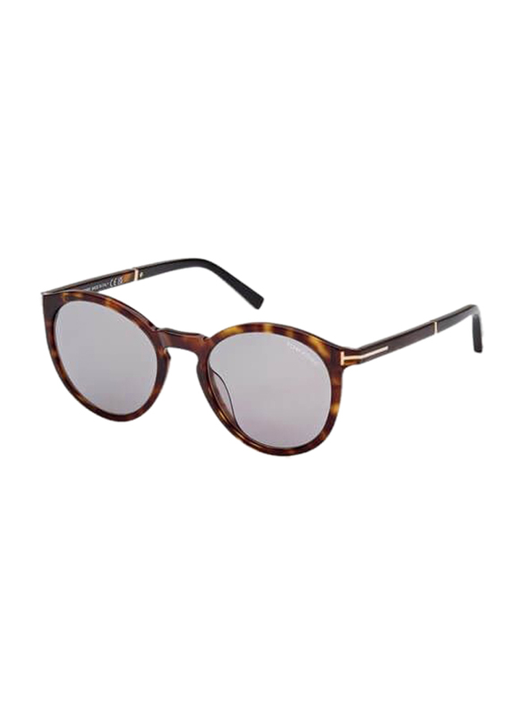 Tom Ford Full-Rim Round Havana Sunglasses Unisex, Grey Lens, Ft1021/s 52a, 51/20/145