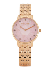 Police Analog Watch for Women with Stainless Steel Band, Water Resistant, P 15700LSR-29M, Gold-Pink