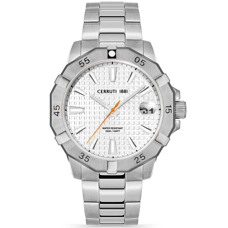 Cerruti 1881 Analog Unisex Watch with Stainless Steel Band, Silver-Silver