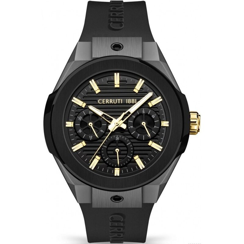 

Cerruti 1881 Analog Watch for Men with Resin Band, Black-Black