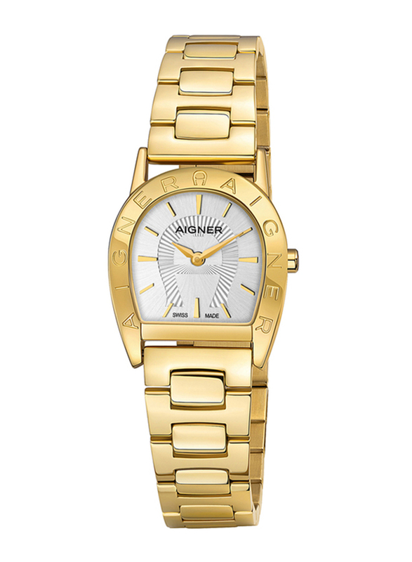 Aigner Analog Watch for Women with Stainless Steel Band, Water Resistant, ARWLG2000604, Gold-White