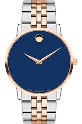 Movado Analog Watch for Men with Stainless Steel Band, 607267, Multicolour-Blue