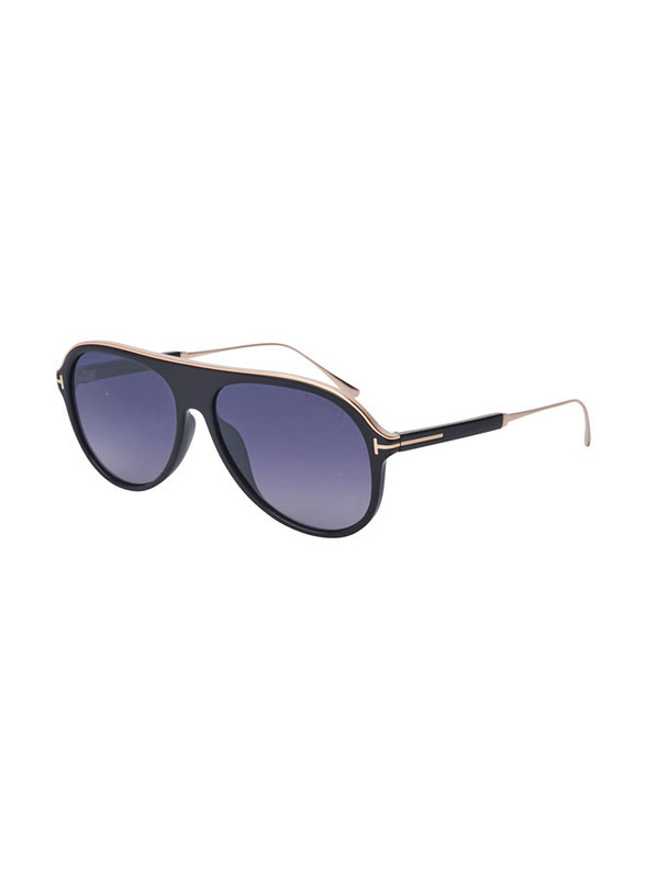 Tom Ford Aviator Full Rim Black/Rose Gold Sunglasses for Men, Grey Gradient Lens, Nicholai-02 TF624 01C 57