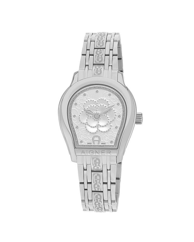 Aigner Analog Watch for Women with Stainless Steel Band, M A111301, Silver-Pearl