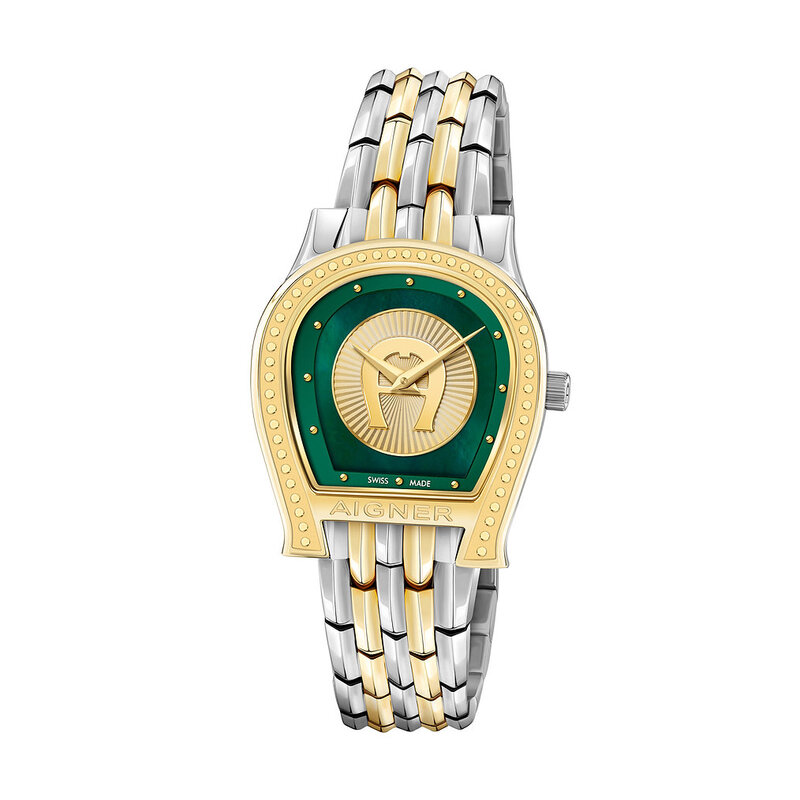 Aigner Analog Watch for Women with Stainless Steel Band, ARWLG2100105, Multicolour-Green