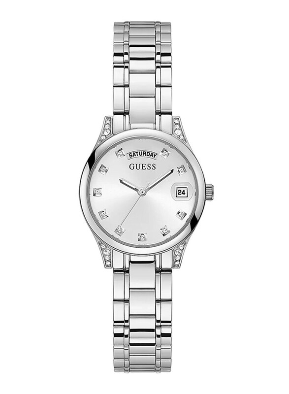 

Guess Analog Watch for Women with Stainless Steel Band, Water Resistant, GW0385L1, Silver/White