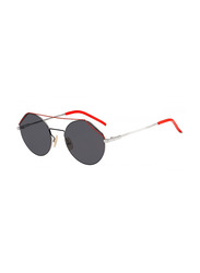 Fendi Round Full Rim Black/Red Sunglasses Unisex, Grey Lens, FFM0042/S 010IR
