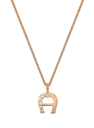 Aigner Rose Gold Plated Necklace for Women with A-Logo, Pearls & Crystal, Rose Gold