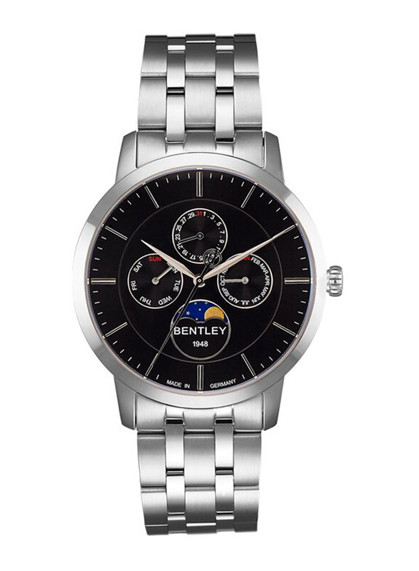 

Bentley Analog Watch for Men with Stainless Steel Band, Water Resistant and Chronograph, BL1806-20MWBI, Silver-Black