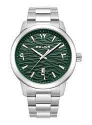 Police Analog Watch for Men with Stainless Steel Band, PEWJH0004906, Silver-Green