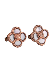 Cerruti 1881 Stainless Steel Flower Detailed Stud Earring for Women, with Mother of Pearl, CIJLE0005103, Rose Gold