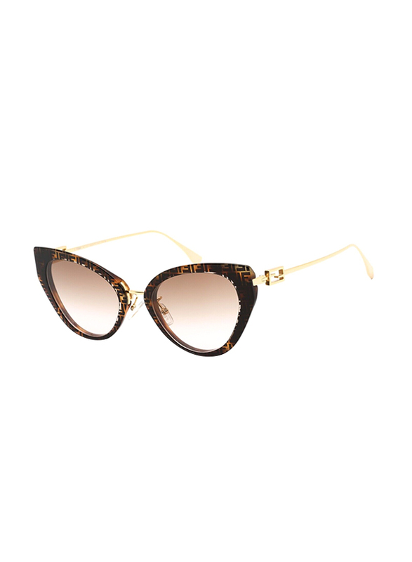 Fendi Full Rim Cat Eye Brown Sunglasses for Women, Brown Lens, 21/54/140
