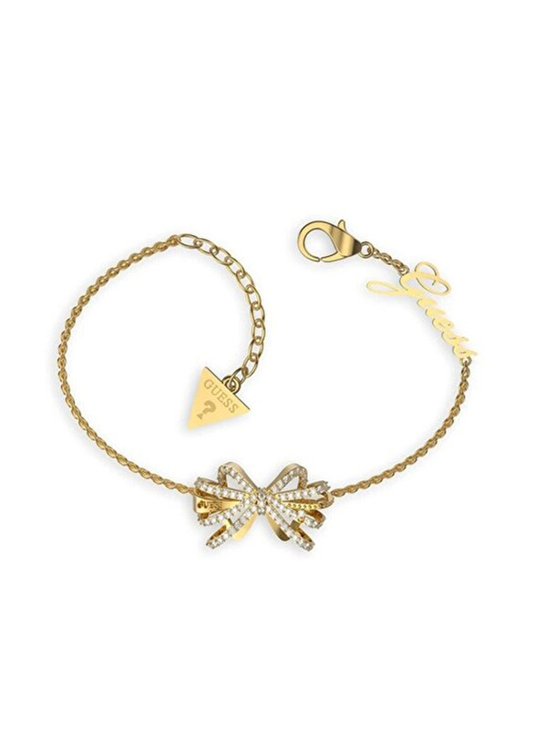 

Guess Stainless Steel Chain Bracelet for Women, Rhinestone, Jubb01327Jwygs, Gold