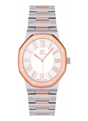 GF Ferre Wrist Watch for Women with Band, Water Resistant, GFTTRG820G, Silver/Rose Gold-White