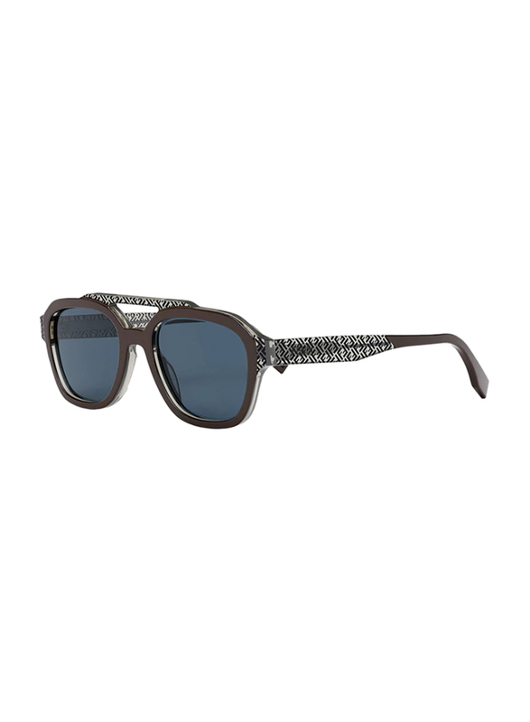 Fendi Full-Rim Square Black Sunglasses for Men, Grey Lens, Fe40077i 01a, 51