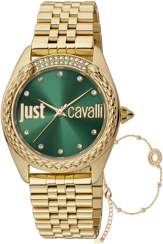 

Just Cavalli Analog Watch for Women with Stainless Steel Band, JC1L195M0075, Gold-Green