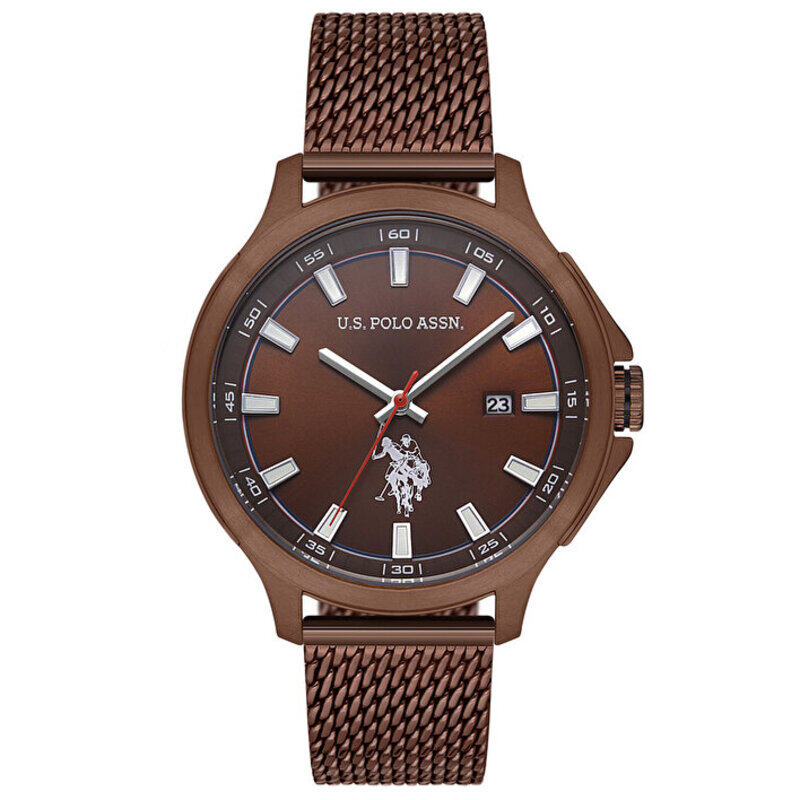 

US Polo Assn. Analog Watch for Men with Mesh Band, Water Resistant, Uspa1032-05, Brown