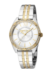 Roberto Cavalli Analog Watch for Women with Stainless Steel Band, Water Resistant, RC5L021M0095, Multicolour-White