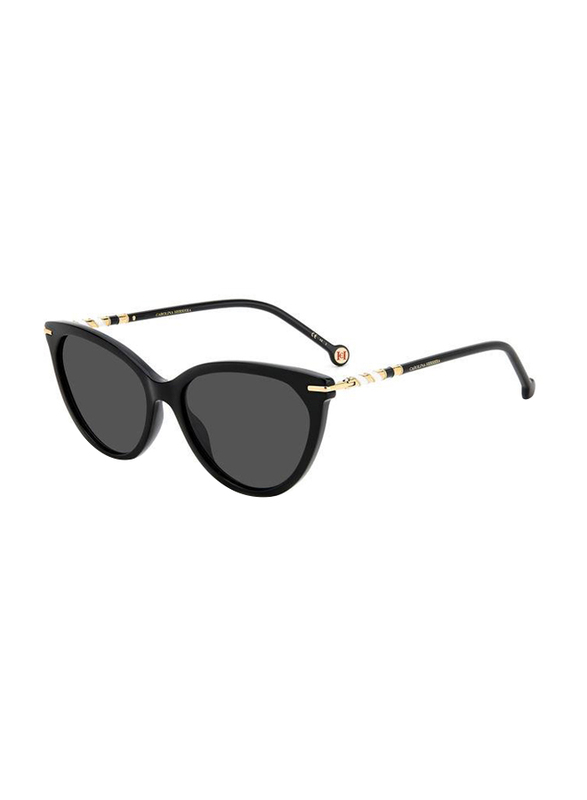 Carolina Herrera Full-Rim Cat Eye Black Sunglasses for Women, Grey Lens, 0093/s 807, 57/17/145