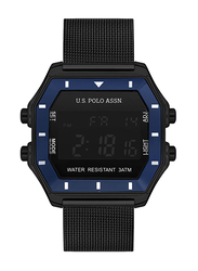 US Polo Assn. Digital Watch for Men with Mesh Band, Uspa1039-02, Black