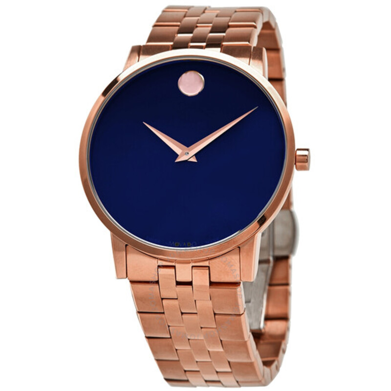 Movado Analog Watch for Men with Stainless Steel Band, 7613272317108, Rose Gold-Blue