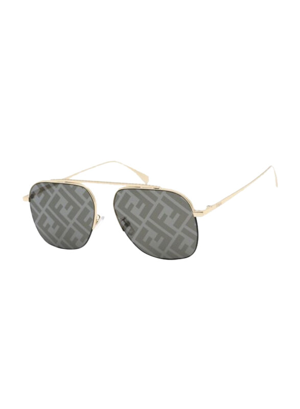 

Fendi Full Rim Navigator Gold Sunglasses Unisex, Black Lens, 15/57/145