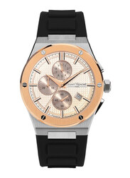 Saint Honore Analog Watch for Men with Silicone Band, Water Resistant and Chronograph, H SH NH857225 6BGFIR, Black-Beige