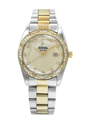 Jovial Analog Watch for Women with Stainless Steel Band, Water Resistant, 9157LTMQ07ZE, Gold-Gold/Silver