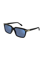 Cartier Square Full Rim Black Sunglasses for Men, Blue Lens, CT0220S 005