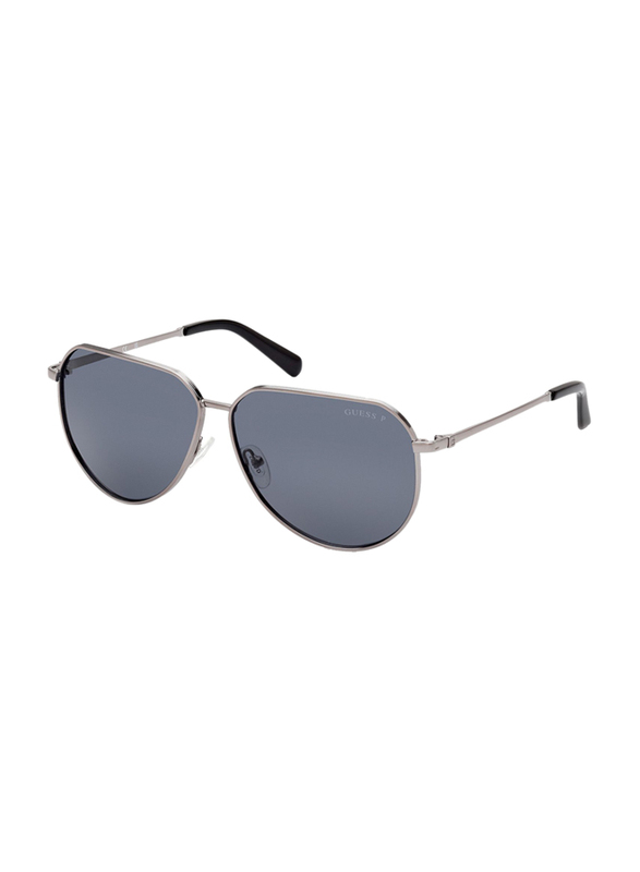 Guess Polarized Full-Rim Pilot Dark Grey Sunglasses Unisex, Grey Lens, Gu00089/s 08d, 62/12/145