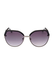 Guess Full-Rim Irregular Black Sunglasses For Women, Grey Lens, GU7872 01B, 58/16