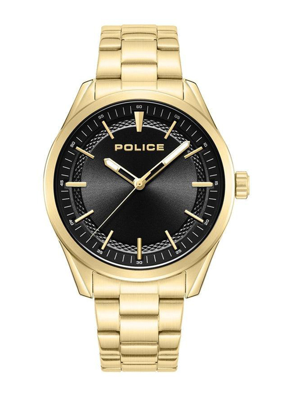 Police Analog Watch for Men with Stainless Steel Band, Water Resistant, PEWJG0018202, Gold-Black