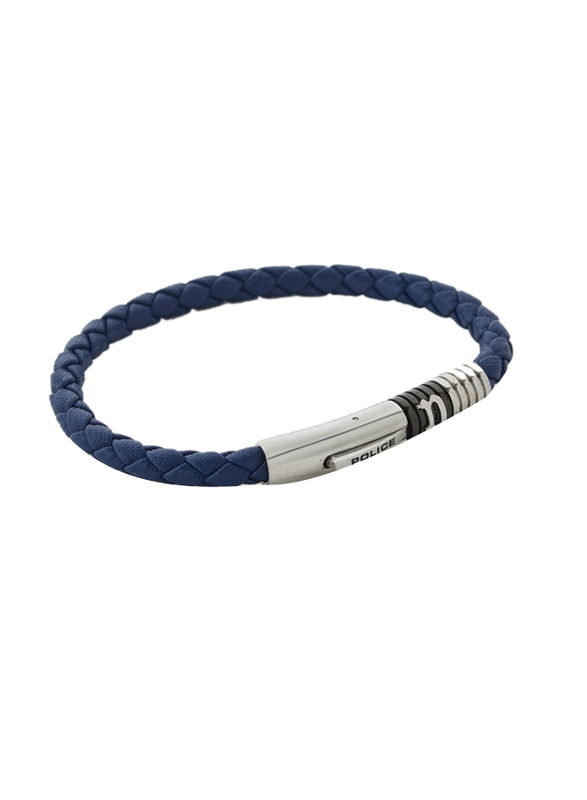 Police Synthetic Modish Braided Bracelet for Men, P PJ 26430BLN/03, Blue