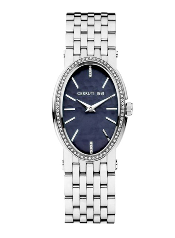 Cerruti 1881 Analog Watch for Women with Stainless Steel Band, Water Resistant, CIWLG0008803, Silver-Blue