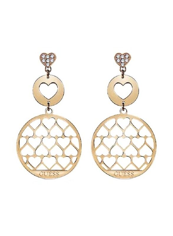 

Guess Gold Heart Shape Designs Jamila Earrings For Women