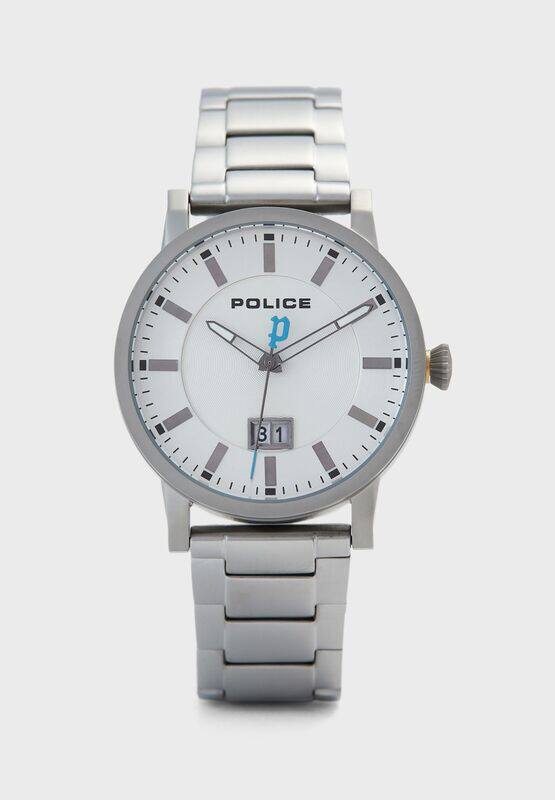 

Police Analog Watch for Men with Stainless Steel Band, P 15404JS-01M, Silver-Silver