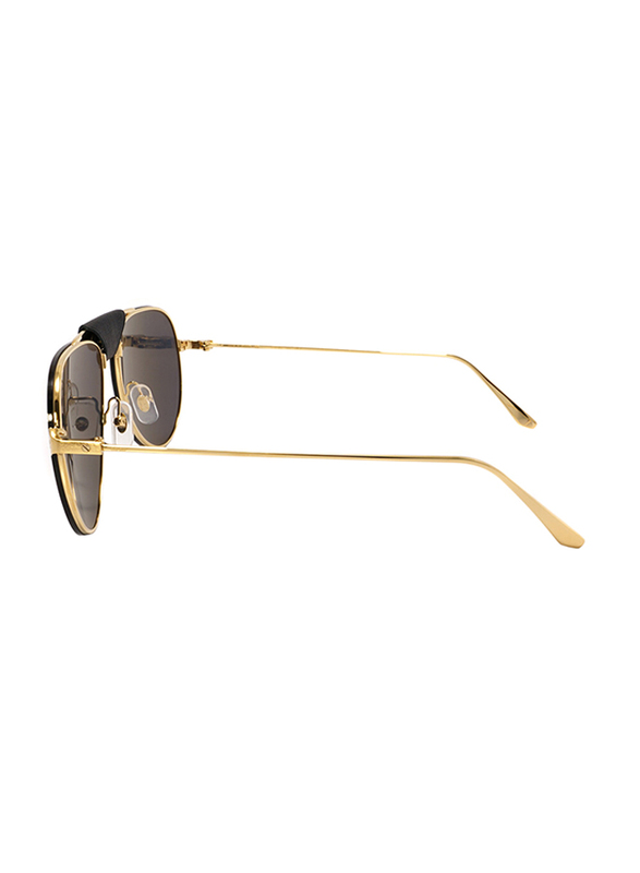 Cartier Full Rim Aviator Black Sunglasses for Men, Grey Lens, CT0166S, 002 60