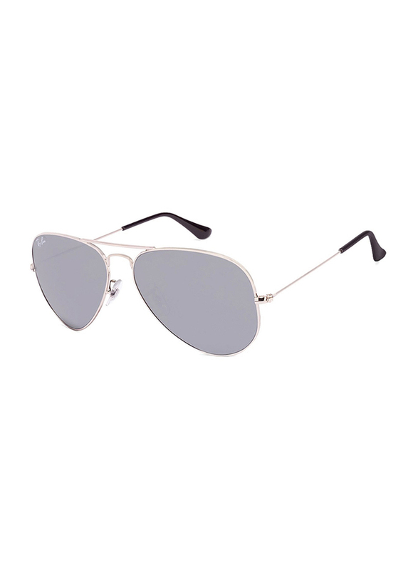 

Ray-Ban Full-Rim Aviator Silver Sunglasses Unisex, Light Grey Lens, RB3025, 58/14/136