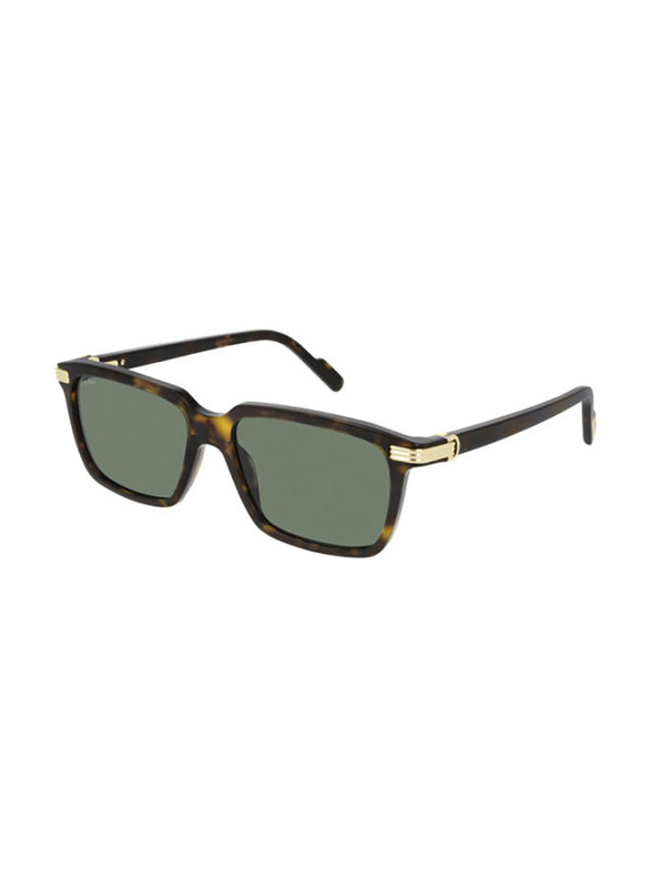 Cartier Square Full Rim Havana Brown Sunglasses for Men, Green Lens, CT0220S 002