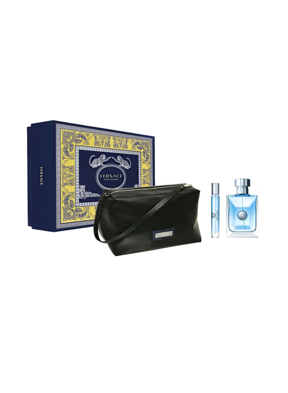 

Versace 3-Piece Pour Home Gift Set for Men, 100ml EDT Perfume, 10ml Miniature, Pouch